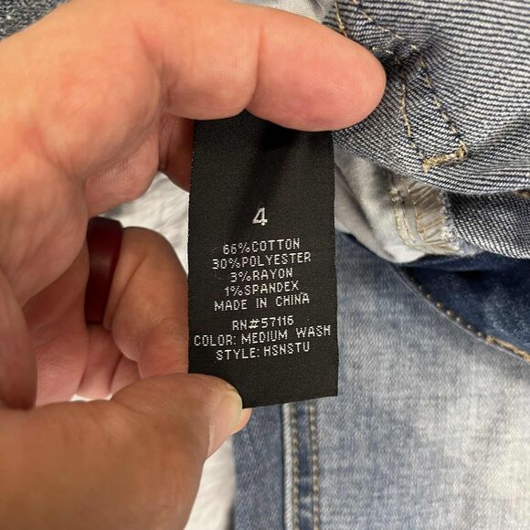 Curations Jeans Women’s 4 Skinny Medium Wash Studded Flower Distressed Hem Boho - Picture 5 of 9